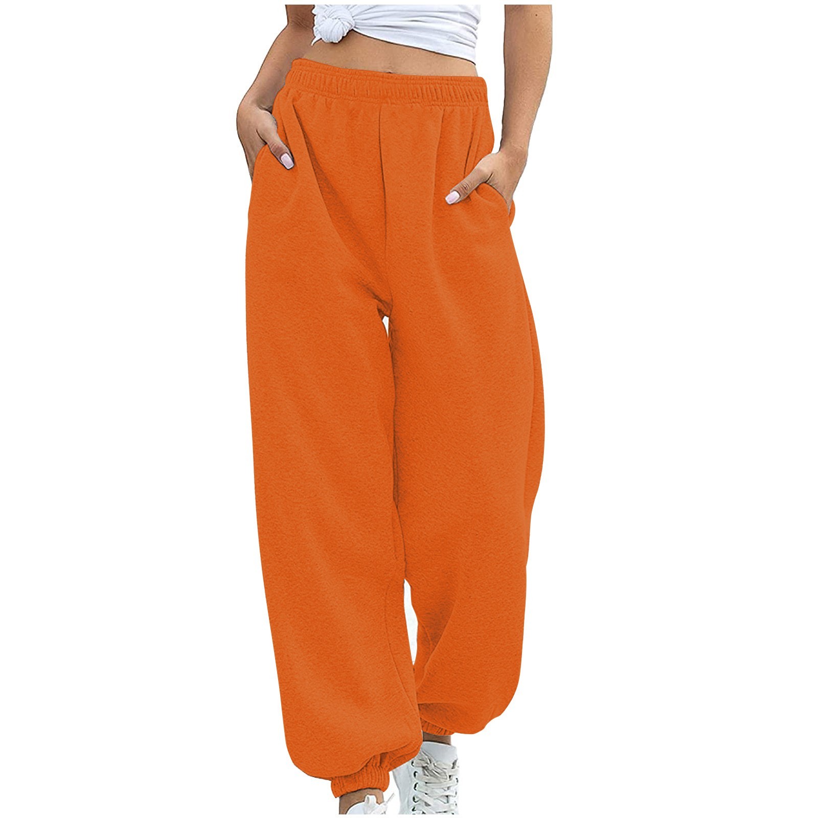 thumbnail image 3 of Pantalones de yoga de cintura alta con bolsillos para mujer - Pantalones de poliéster/spandex - Cómodos para hacer ejercicio/uso informal - Tallas S-XXL, 3 of 8